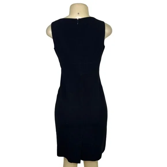 Ann Taylor Petites Black Sleeveless Sheath Dress V-Neck Back Zip Size 2P - Picture 3 of 6